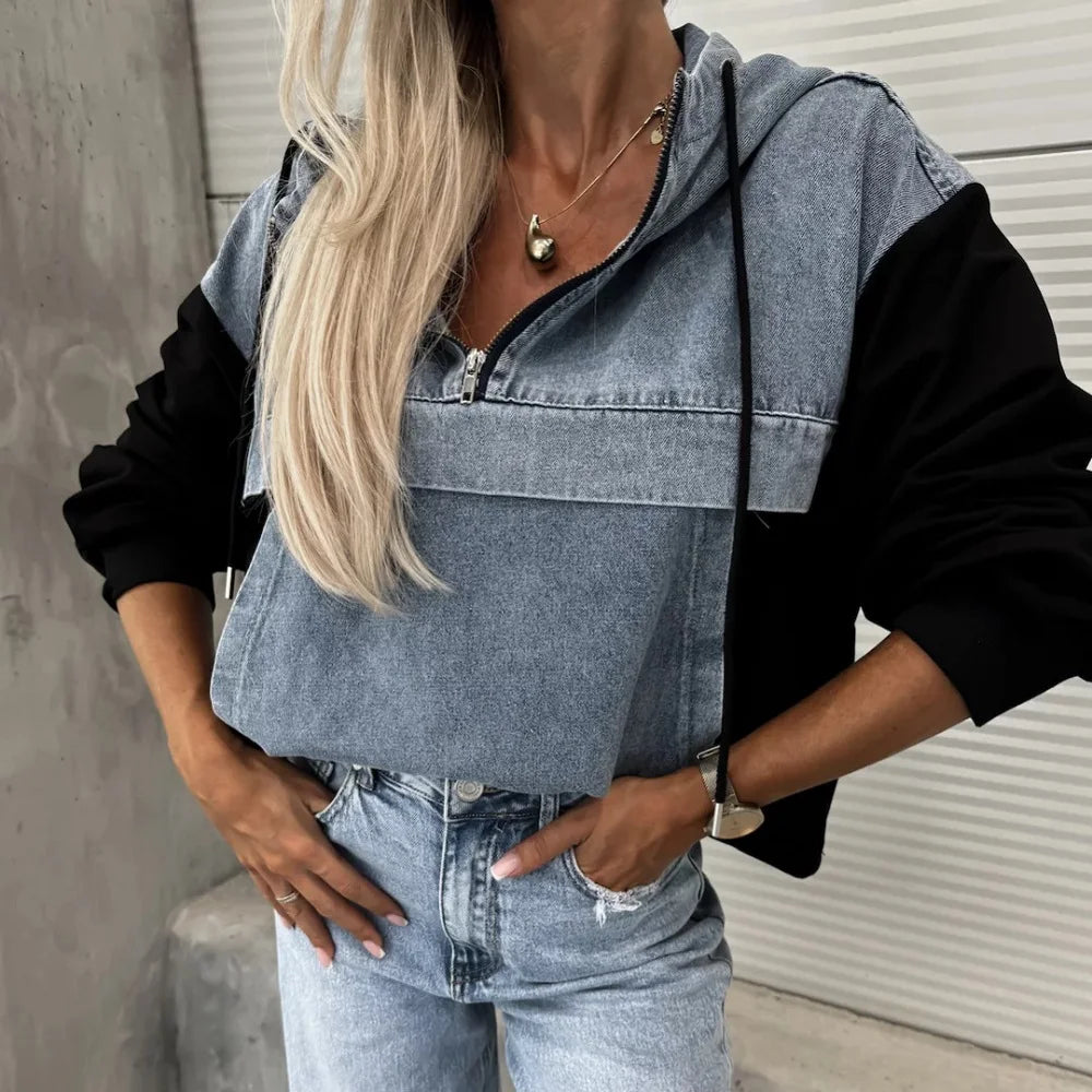 Cassandra - Denim Herfst Hoodie voor Dames