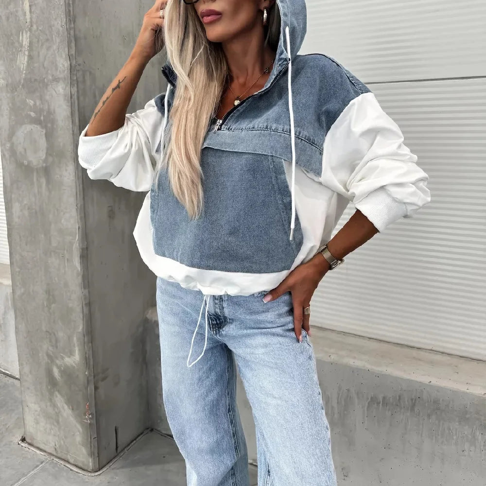 Cassandra - Denim Herfst Hoodie voor Dames